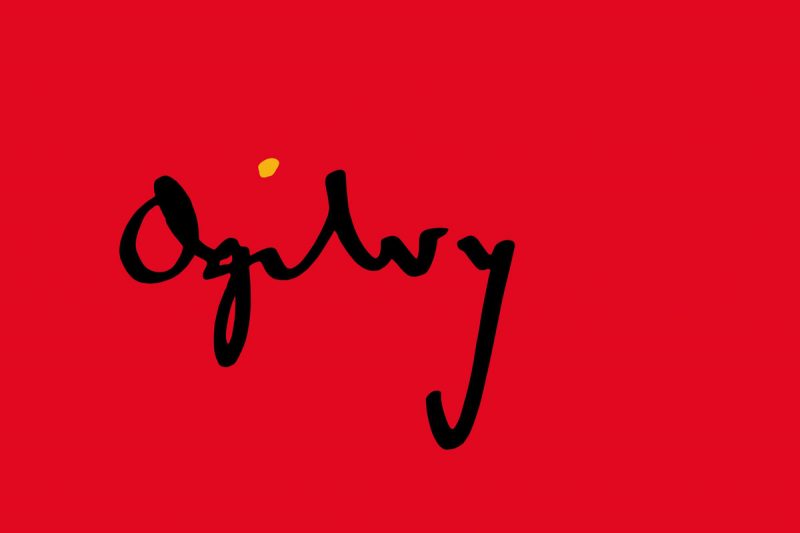 Ogilvy signature on red background