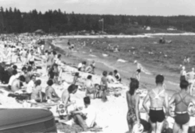 Vintage, black and white Hubbards Beach, Nova Scotia photo